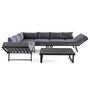 Voir la diapositive 3 : BEST MOBILIER Konna – salon de jardin d'angle en acier noir – 5 places - coussin gris et table incluse