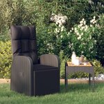 VIDAXL Chaise inclinable de jardin et coussin Resine tressee Noir