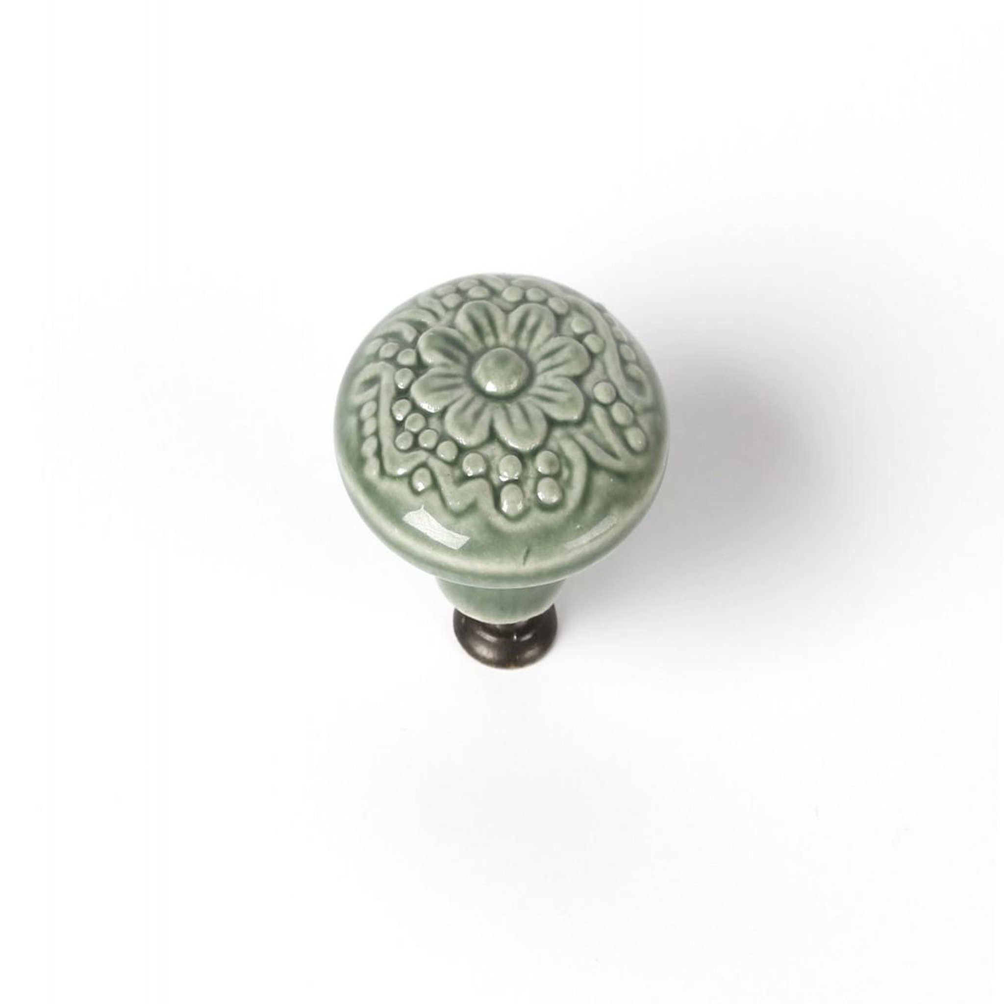 CENTRALE BRICO Bouton de meuble Rond porcelaine brillant vert H.27 x l.44 x P.44 mm