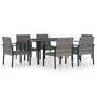 Voir la diapositive 2 : VIDAXL Ensemble a manger de jardin 7 pcs Resine tressee Gris