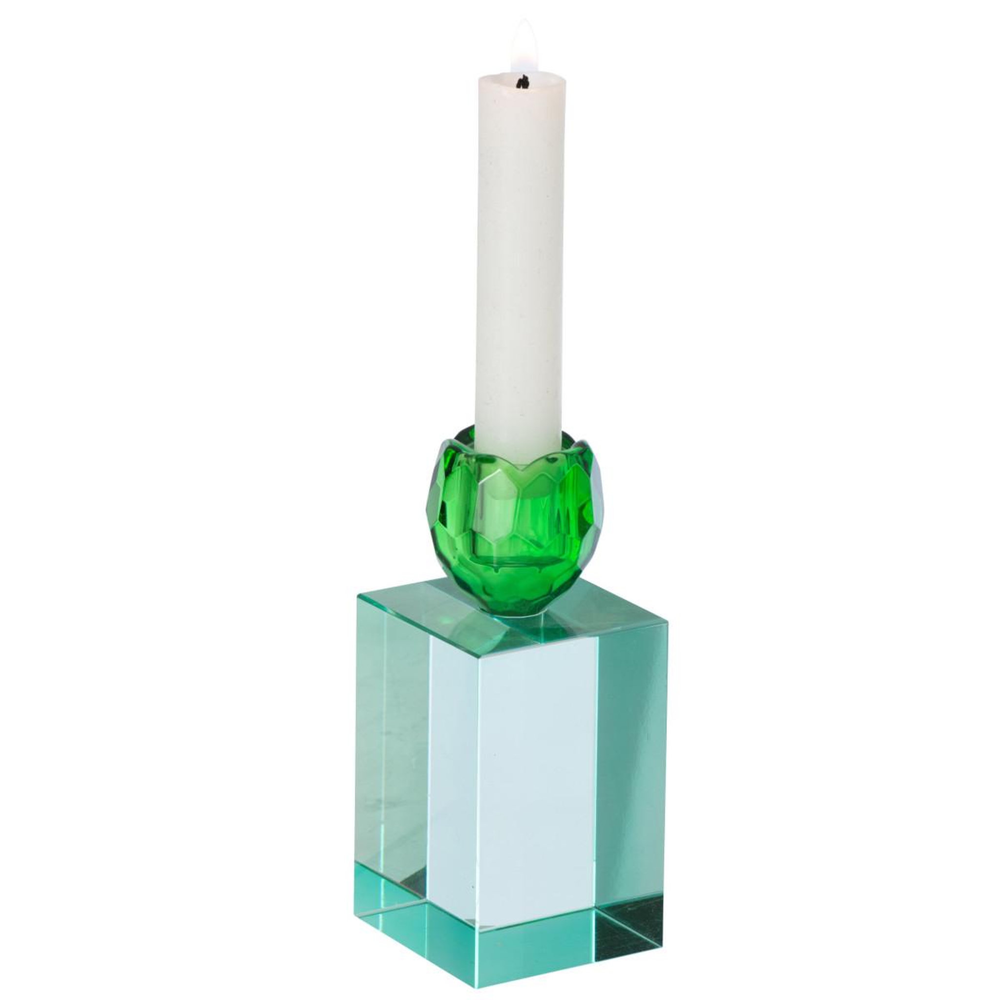 Voir la diapositive 2 : J-LINE Chandelier design en verre  taillé  13cm vert