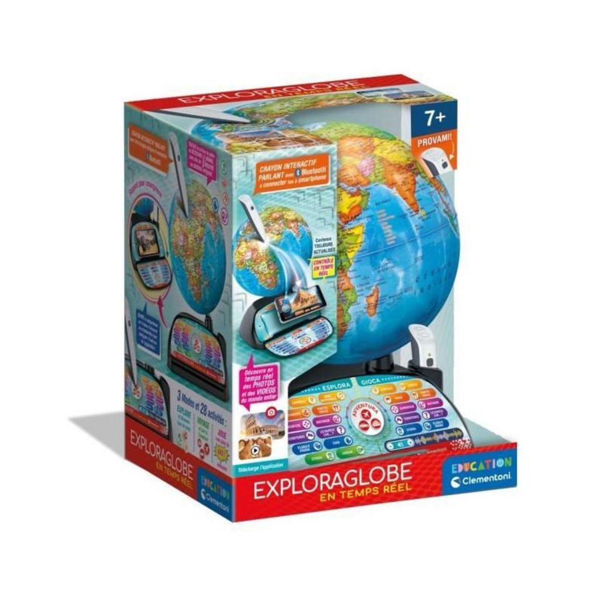 CLEMENTONI CLEMENTONI - Exploraglobe - Voyage en temps réel - 3 modes de jeu et 28 activités - Stylo Bluetooth