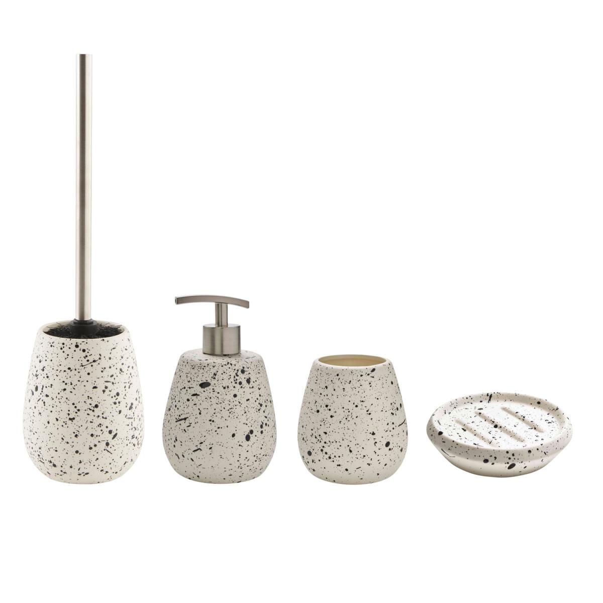 GUY LEVASSEUR Set salle de bain céramique moucheté 4 pièces blanc