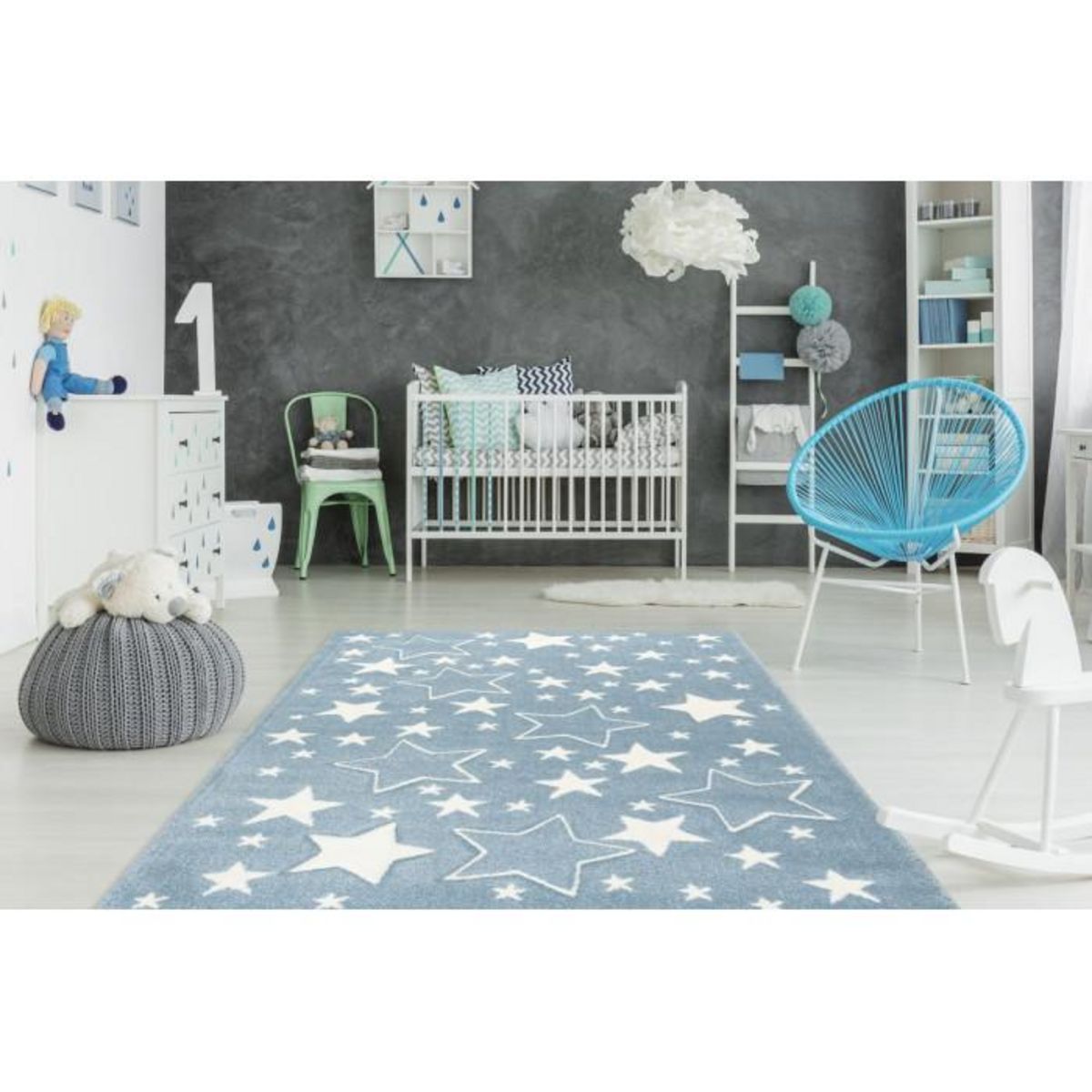 Paris Prix Tapis de Chambre Enfant Étoiles  Tamworth  Bleu
