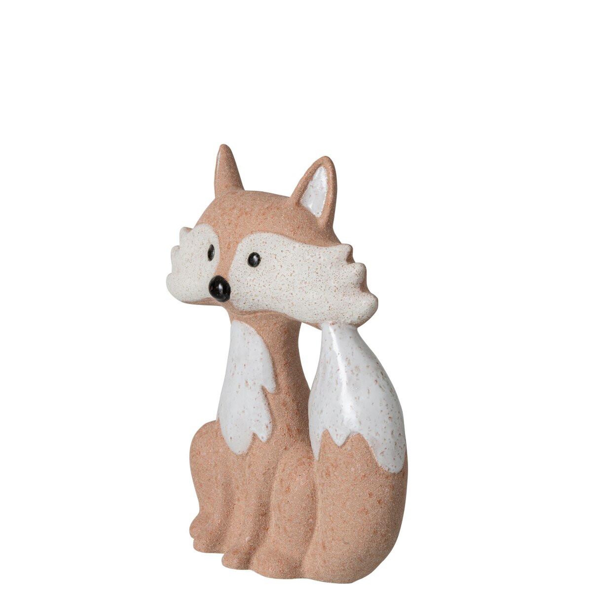 Voir la diapositive 2 : J-LINE Statuette déco renard  maël  34cm abricot
