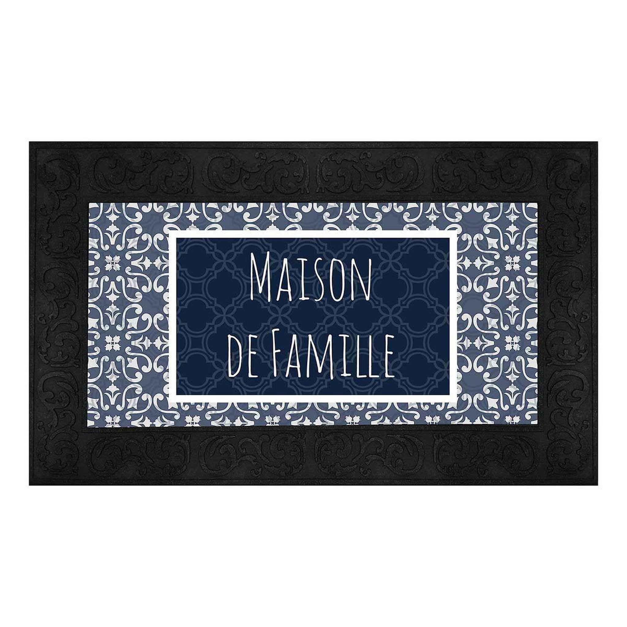 Douceur d'Intérieur Tapis Relief Imprimé  Eltea  45x75cm Noir & Bleu