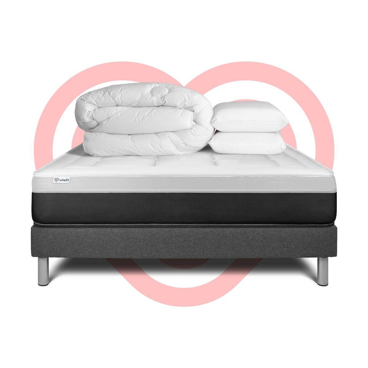 VITALIT Pack prêt à dormir VITAL FORM 180 x 200 cm sommier Kit gris