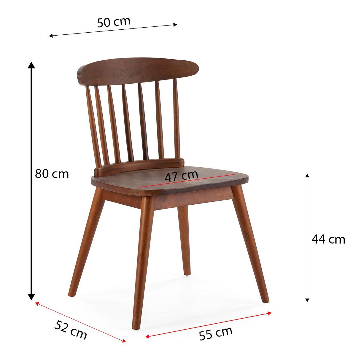 VS VENTA-STOCK Pack 2 chaises Ben en bois couleur noyer