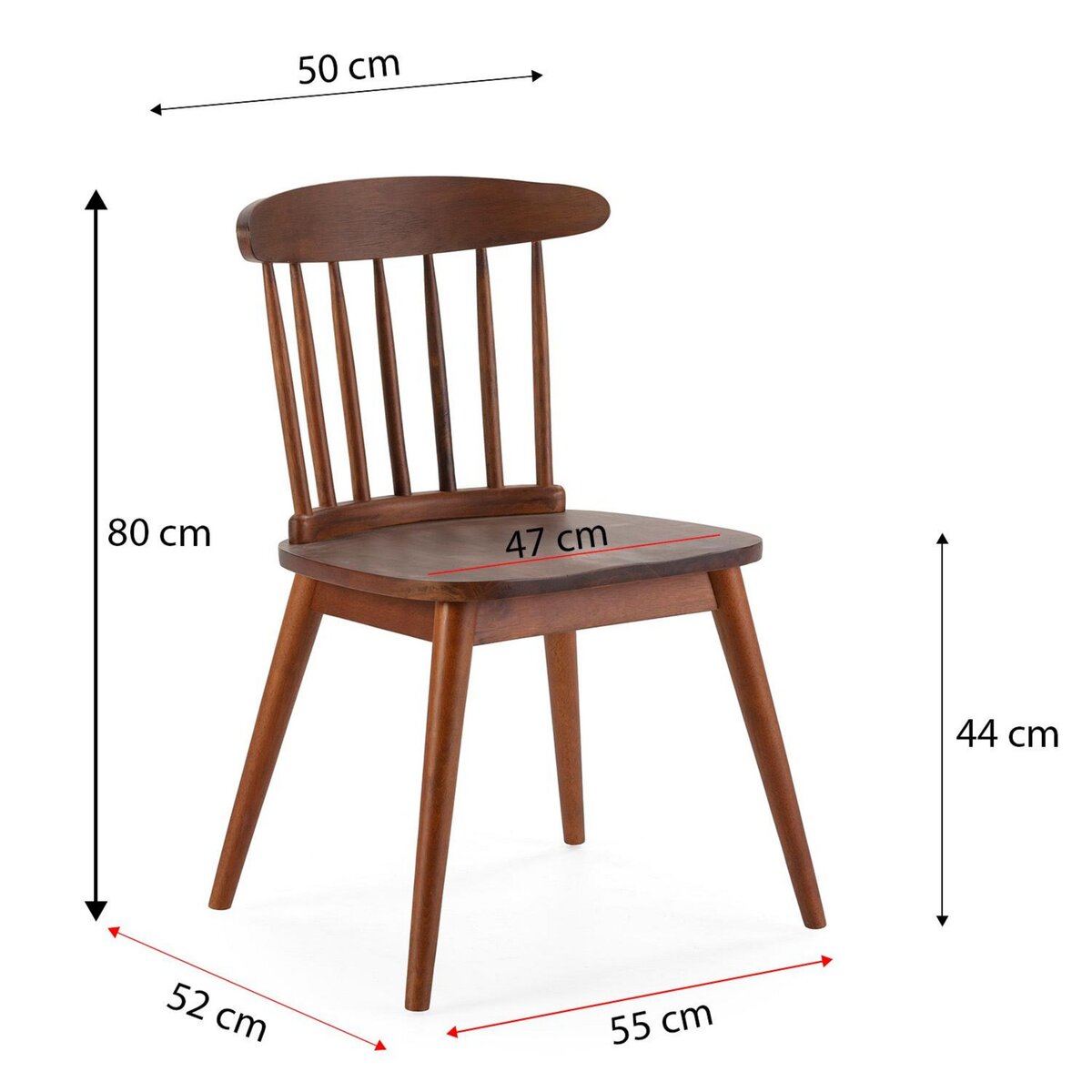 VS VENTA-STOCK Pack 2 chaises Ben en bois couleur noyer