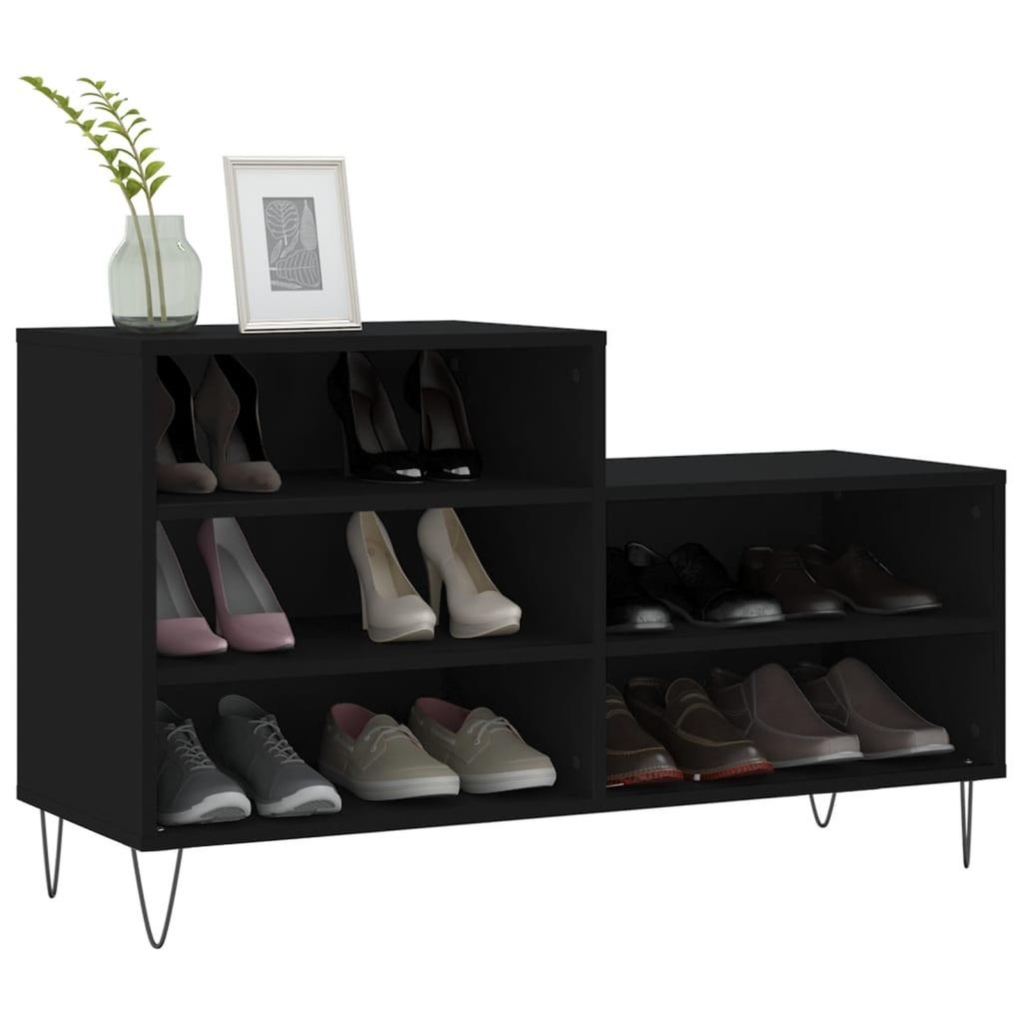 Voir la diapositive 3 : VIDAXL Armoire a chaussures Noir 102x36x60 cm Bois d'ingenierie