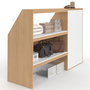 Voir la diapositive 1 : ID MARKET Ensemble étagère 2 niveaux + armoire 2 portes sous pente TOMI hêtre et blanc