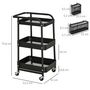 Voir la diapositive 3 : HOMCOM Desserte chariot de rangement en métal à roulettes 3 niveaux avec 2 range-couverts 4 crochets dim.51,5L x 32l x 75,6H cm