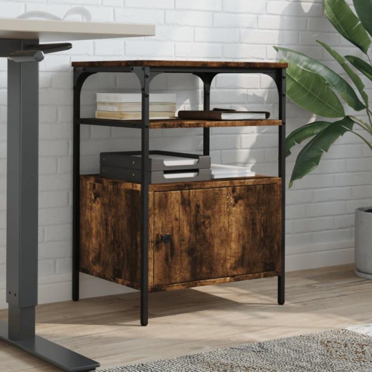 VIDAXL Support d imprimante à 3 niveaux chêne fumé 50x40x76 cm