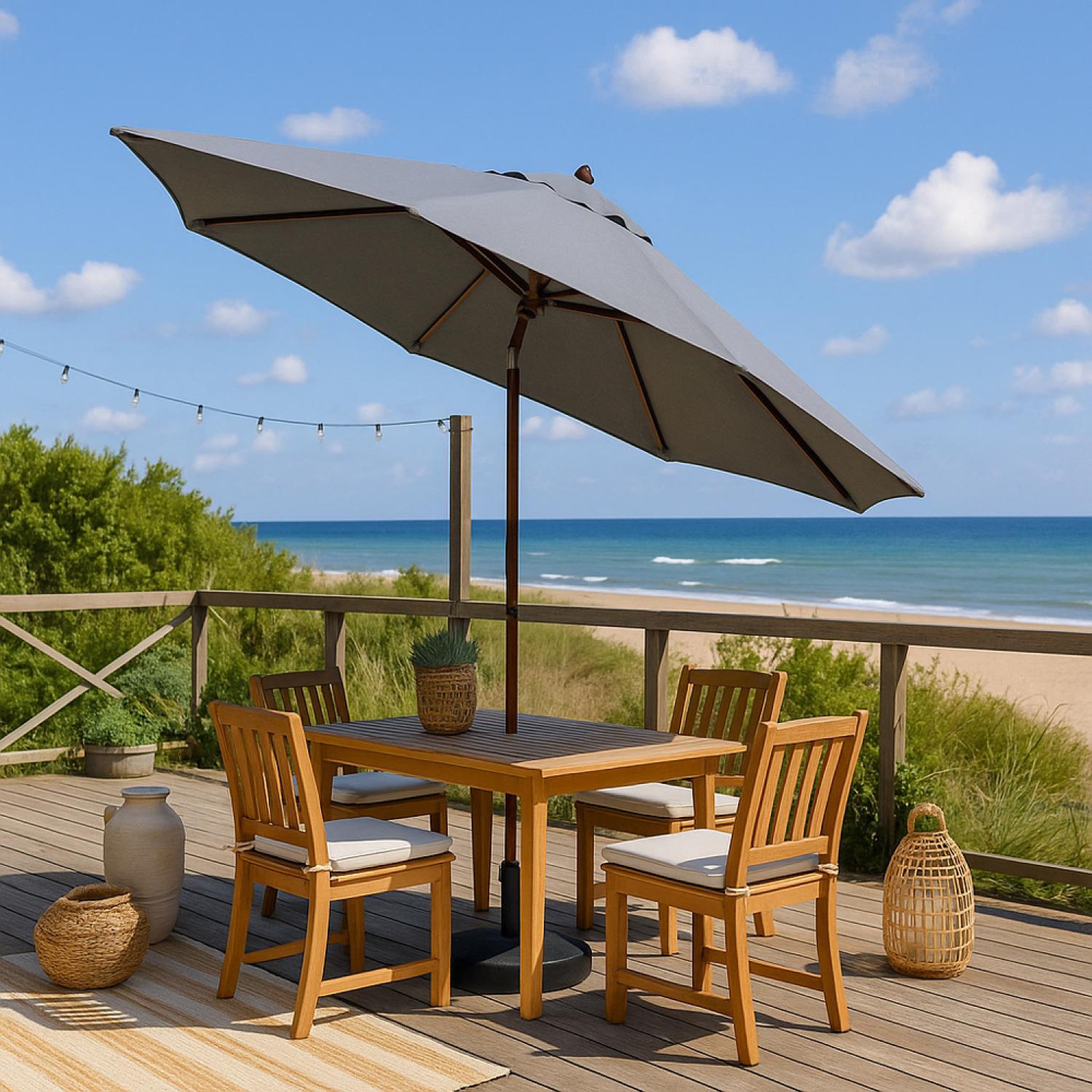Voir la diapositive 5 : CONCEPT USINE Parasol  gris droit rond 3 x 3 m CANCUN