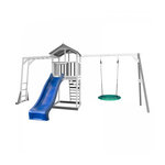 Axi House AXI Structure de jeu Beach Tower Gris Blanc cadre escalade balancoire Nid Summer et Toboggan Bleu