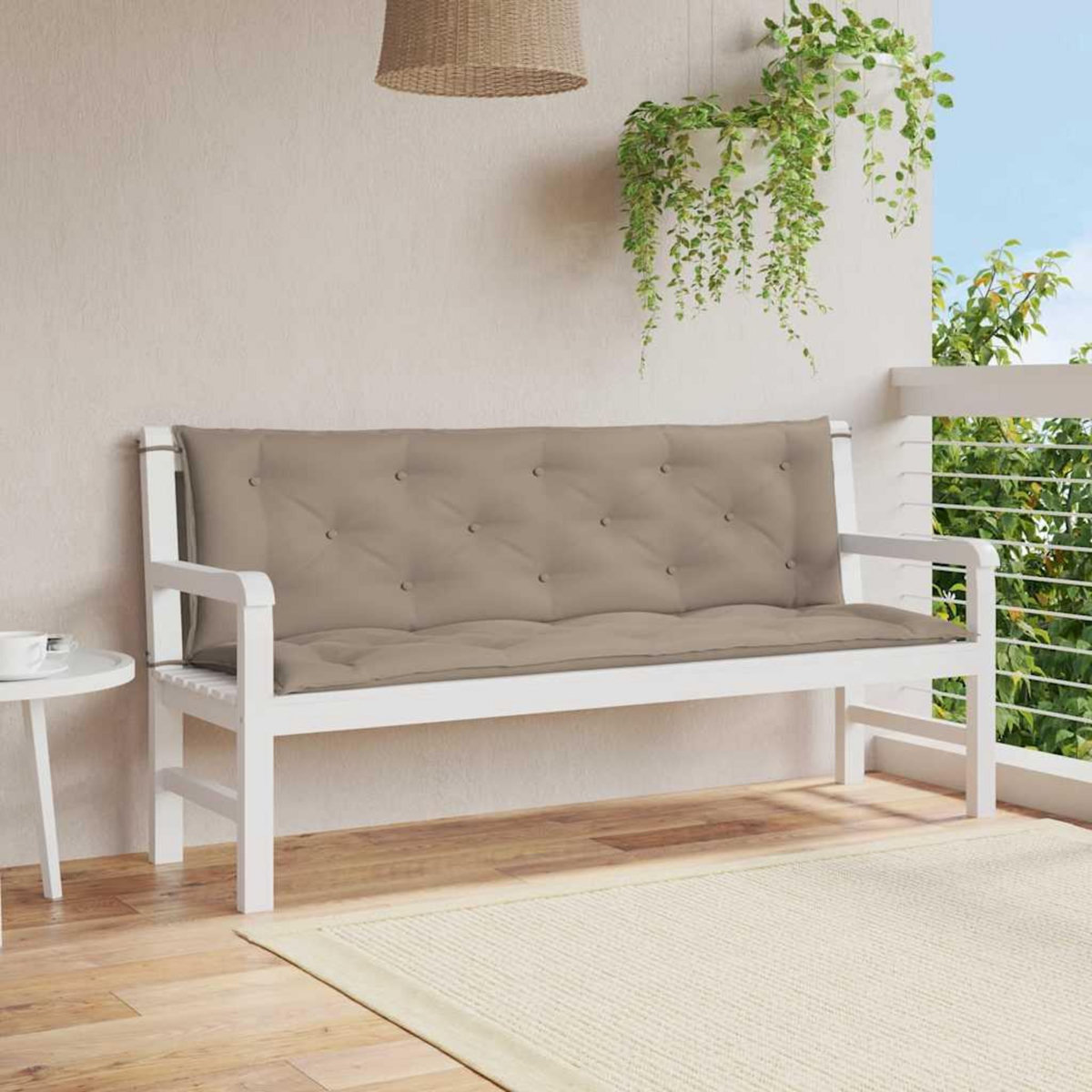 VIDAXL Coussin de banc de jardin taupe 150x(50+50)x7 cm tissu oxford