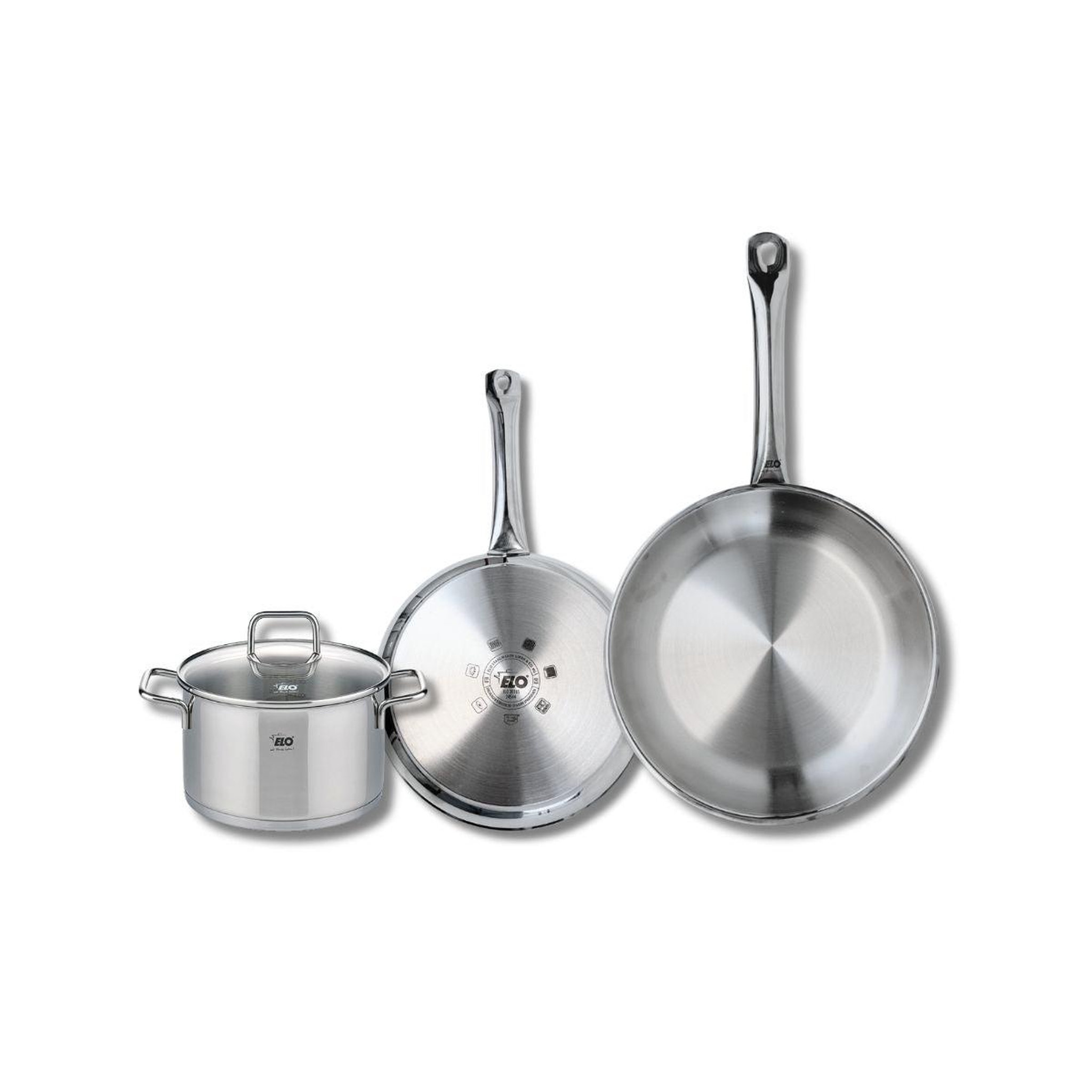 ELO Set de 2 poêles de cuisson 24 et 28 cm et 1 faitout 16 cm elo profi citrin