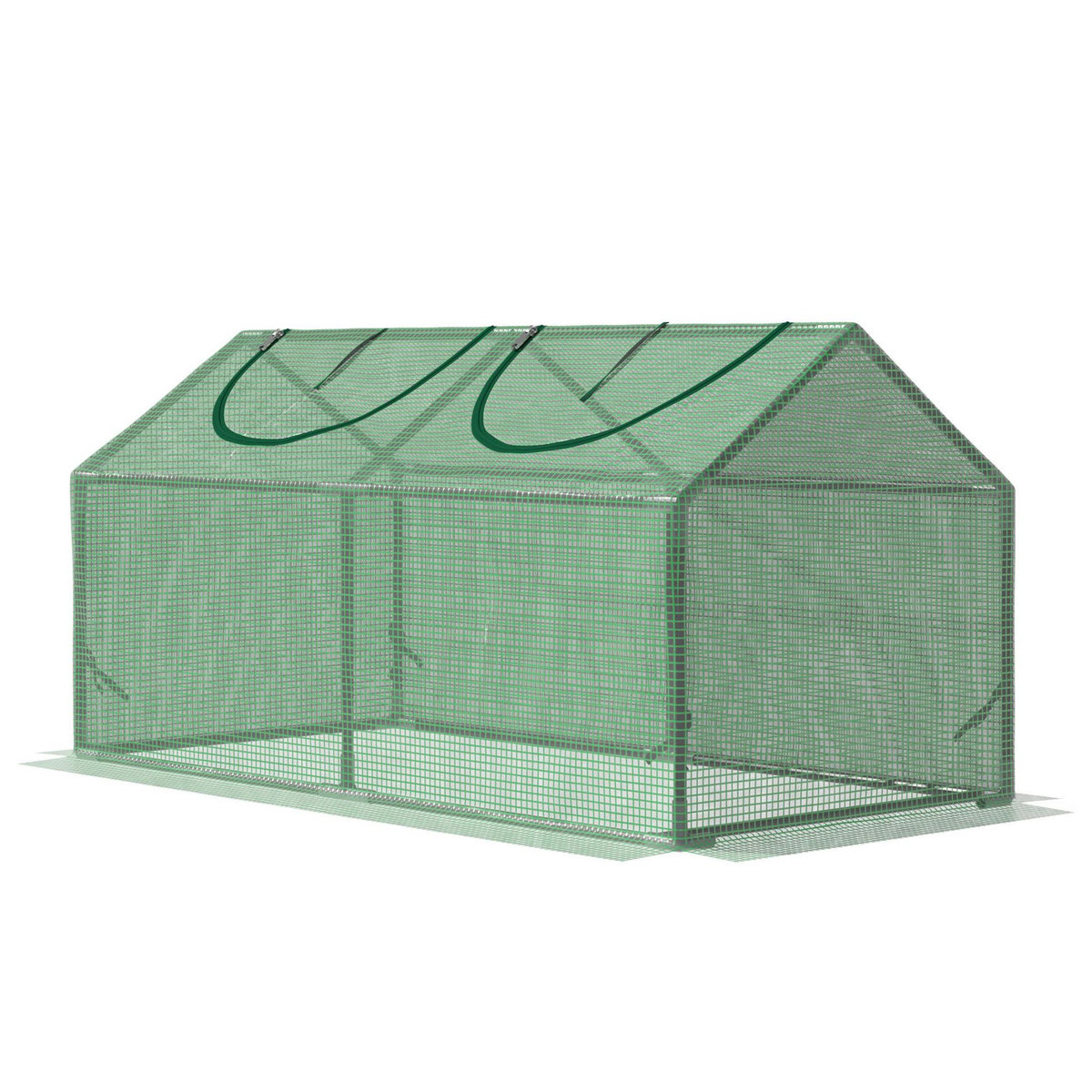 OUTSUNNY Mini serre de jardin serre à tomates 120 x 60 x 60 cm 2 fenêtres zippées enroulables acier thermolaqué PE haute densité vert