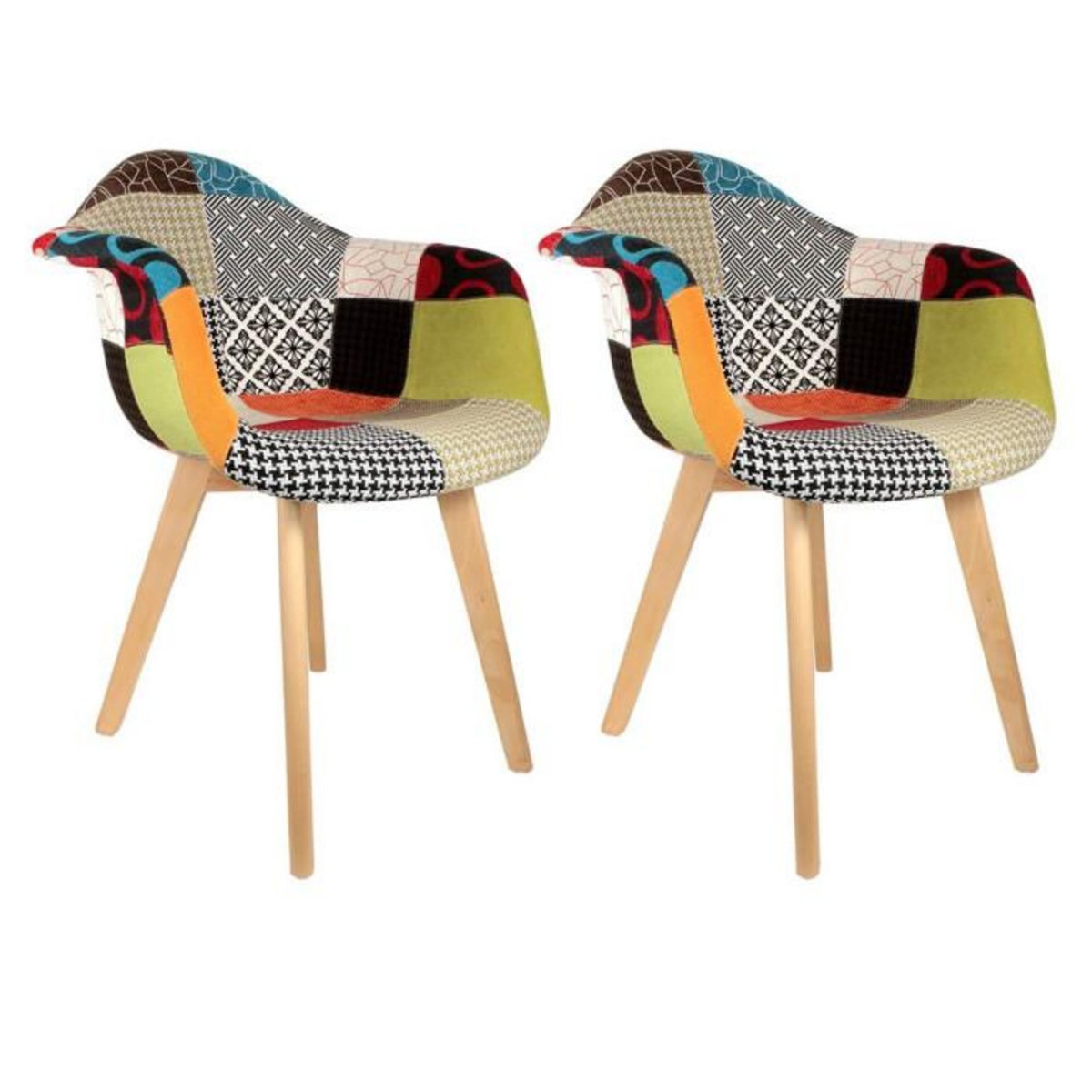 Paris Prix Lot de 2 Fauteuils  Patchwork  85cm Multicolore