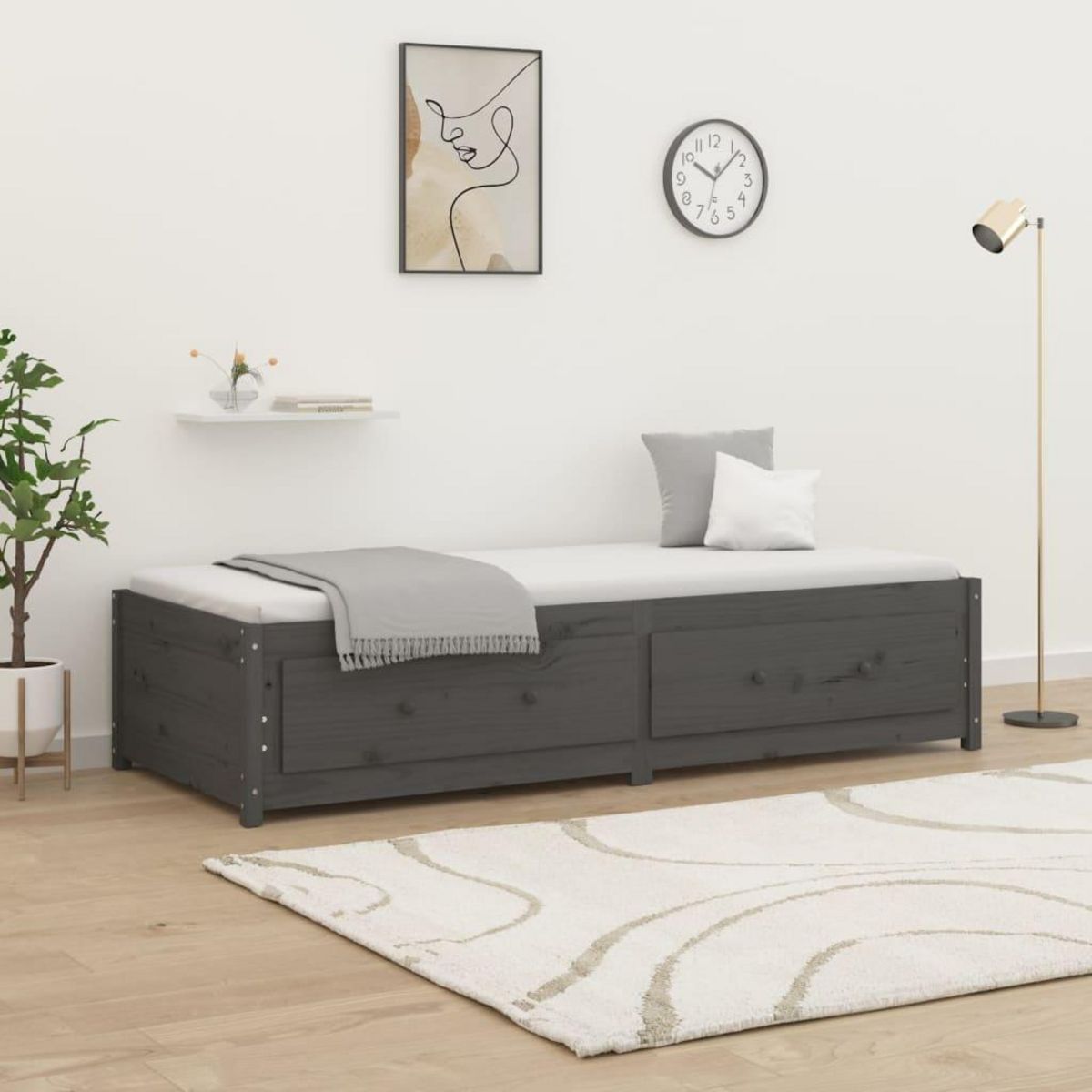 VIDAXL Lit de jour sans matelas gris 90x190 cm bois de pin massif