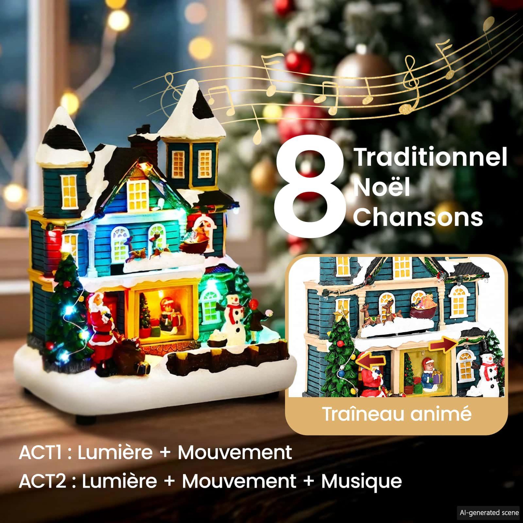 Voir la diapositive 6 : VIDAXL Scene de village de Noël avec traîneau SALO 19 x 13 x 24 cm