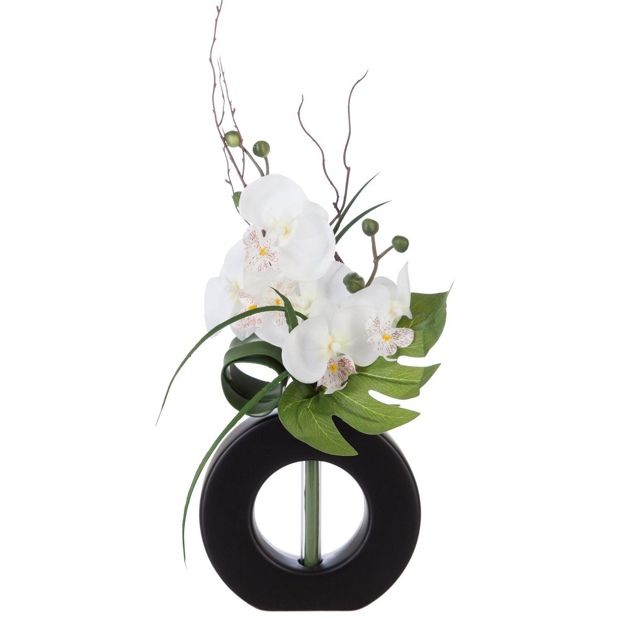 ATMOSPHERA Composition florale vase  - hauteur 44 cm - orchidée. Coloris disponibles : Blanc