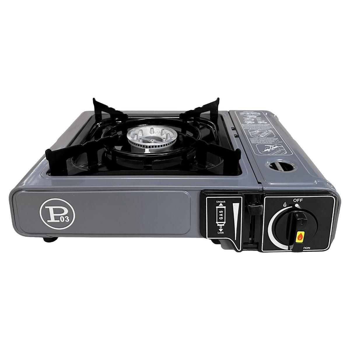 INTEC Réchaud Gaz Portable 1 Feu 2200W - Allumage Piezo - Cartouche gaz Butane – Idéal Camping, Randonnée & Cuisine Extérieure INTEC
