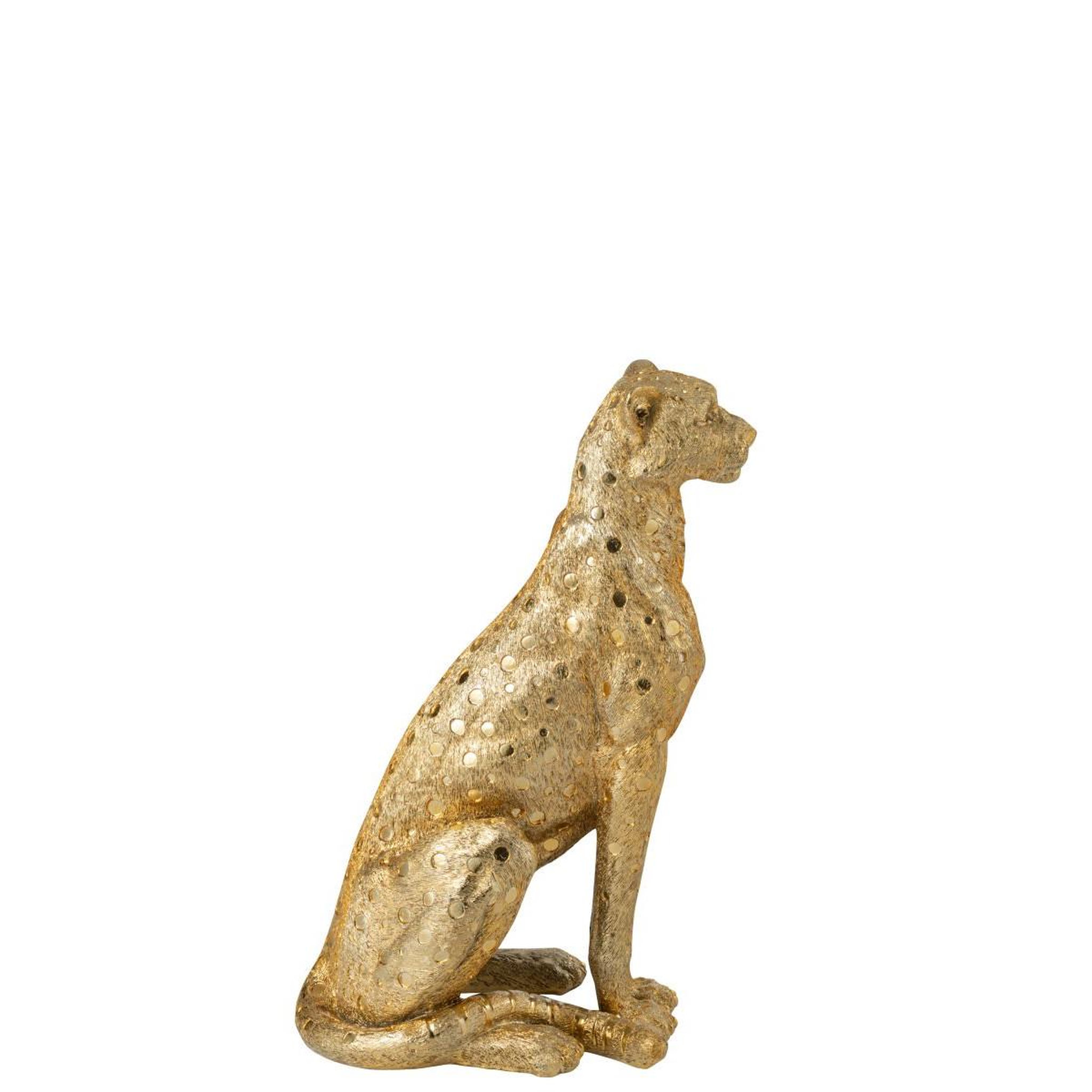 Voir la diapositive 2 : J-LINE Statue léopard assis  odis  60cm doré