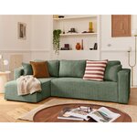 BEST MOBILIER Topaze - canapé d'angle déhoussable réversible 4 places en velours texturé. Coloris disponibles : Gris