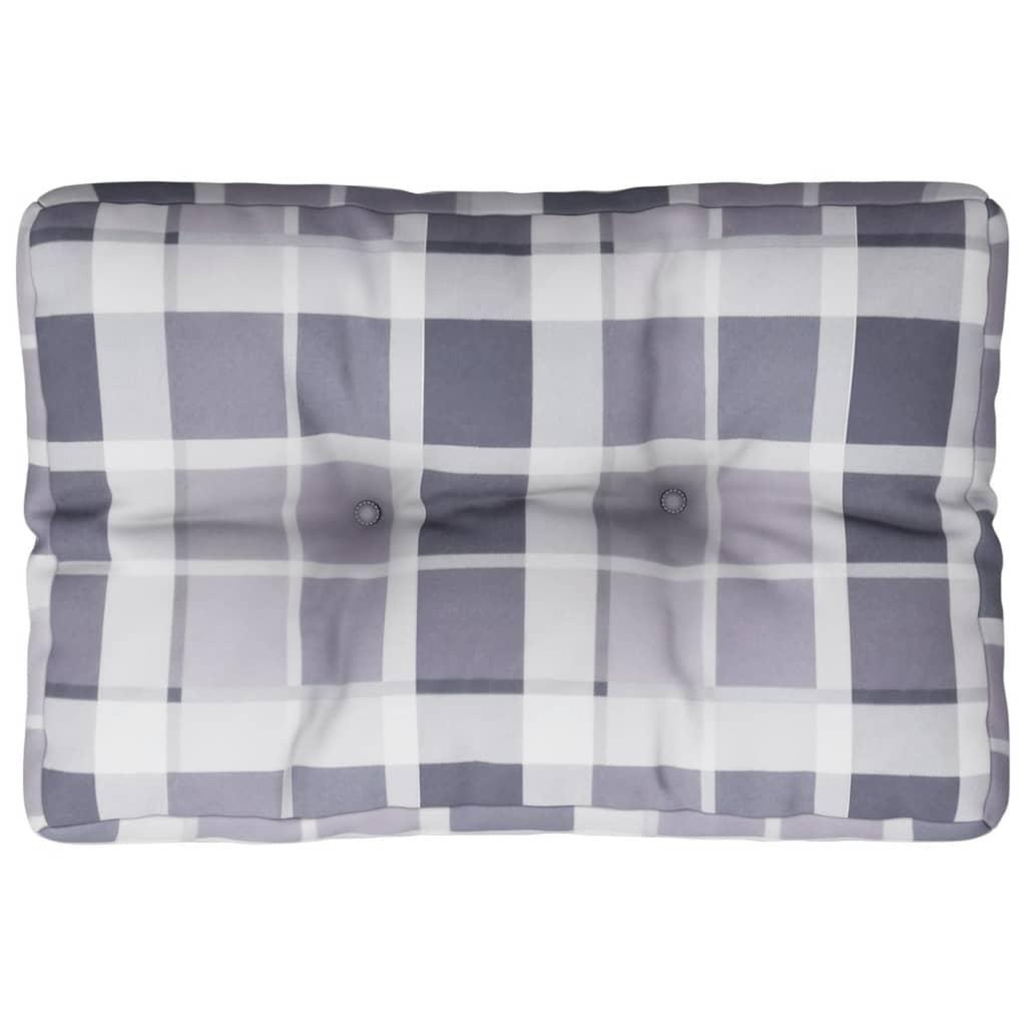 Voir la diapositive 2 : VIDAXL Coussin de palette motif a carreaux gris 60x40x12 cm tissu