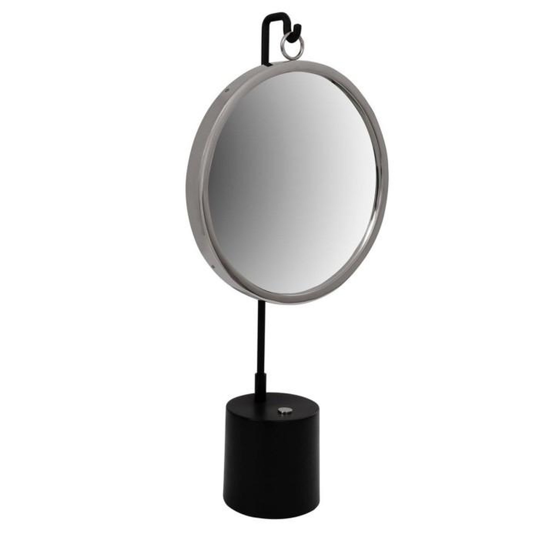 Voir la diapositive 1 : Paris Prix Miroir à Poser Rond  Eleganca  65cm Noir & Argent