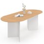Voir la diapositive 1 : ID MARKET Table à manger extensible ovale MARTHE 6 -10 personnes bois façon hêtre et blanc 160-200 cm
