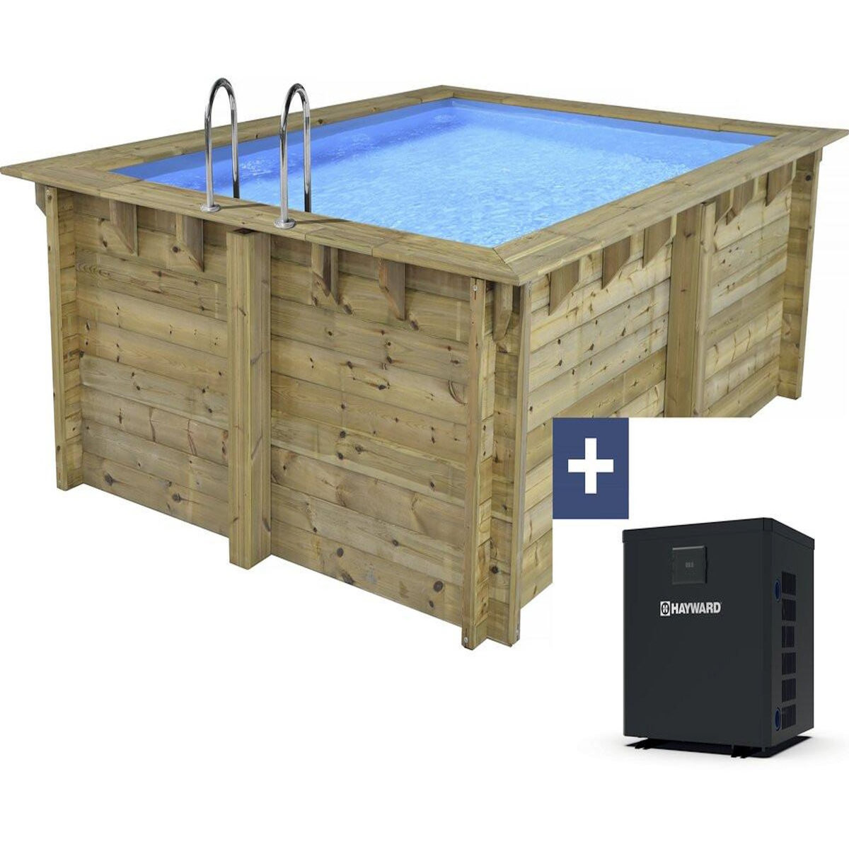 Habitat et Jardin Piscine bois rectangle   Zanzibar  - 3.50 x 2.30 x 1.24 m + Pompe à chaleur  3.5 kw/h