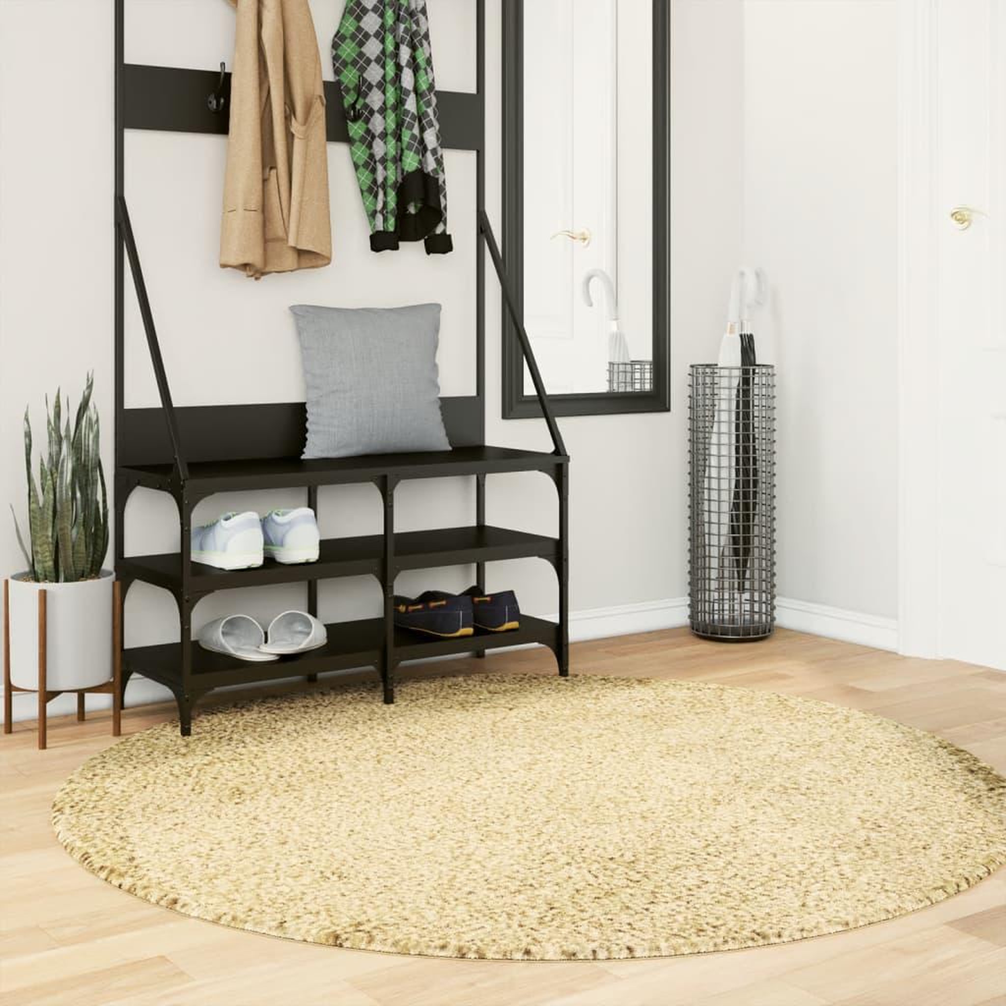 Voir la diapositive 1 : VIDAXL Tapis shaggy PAMPLONA poils longs moderne dore Ø 160 cm