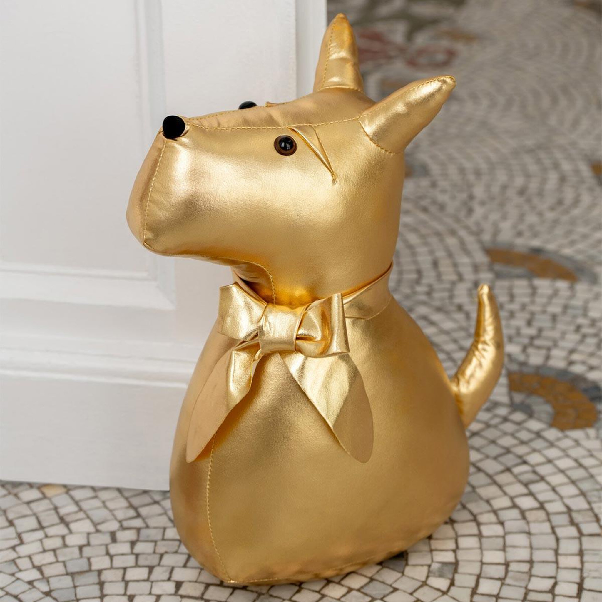 Voir la diapositive 2 : J-LINE Cale-porte chien  anouk  34cm doré