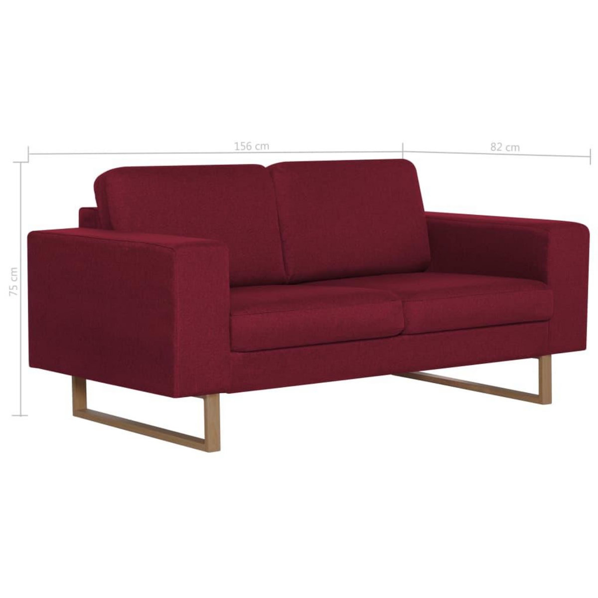 VIDAXL Canape a 2 places Tissu Rouge bordeaux