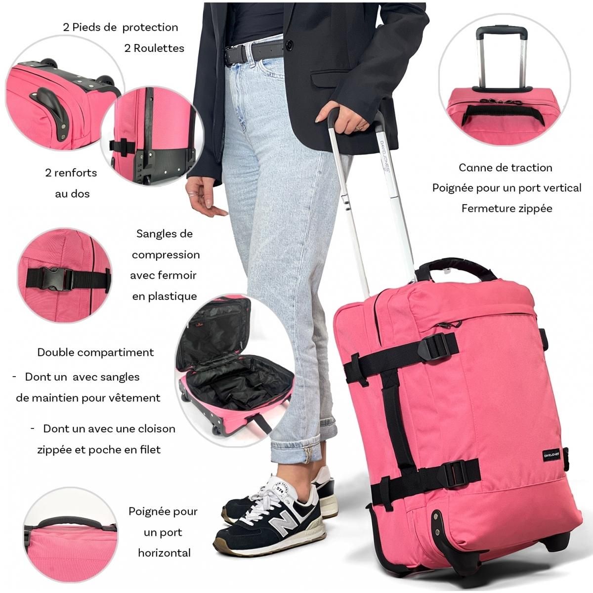 David Jones Sac de voyage cabine à roulettes 35L double compartiment 50cm