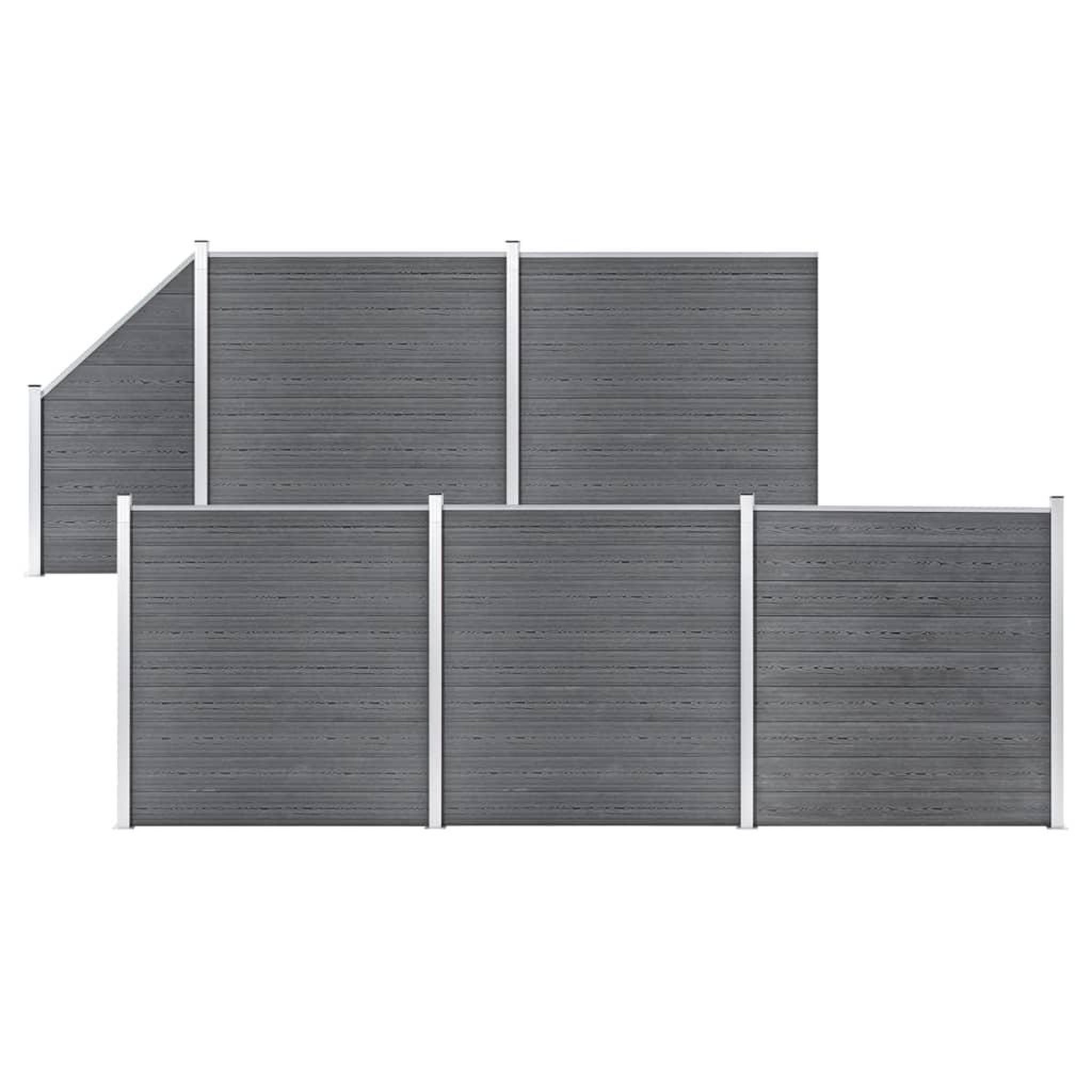VIDAXL Ensemble de cloture WPC 5 Carre + 1 Incline 965 x 186 cm Gris