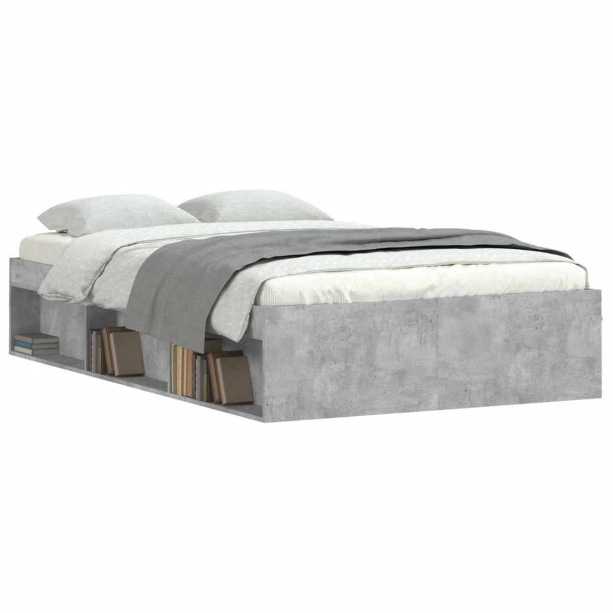 VIDAXL Cadre de lit sans matelas gris beton 120x190 cm