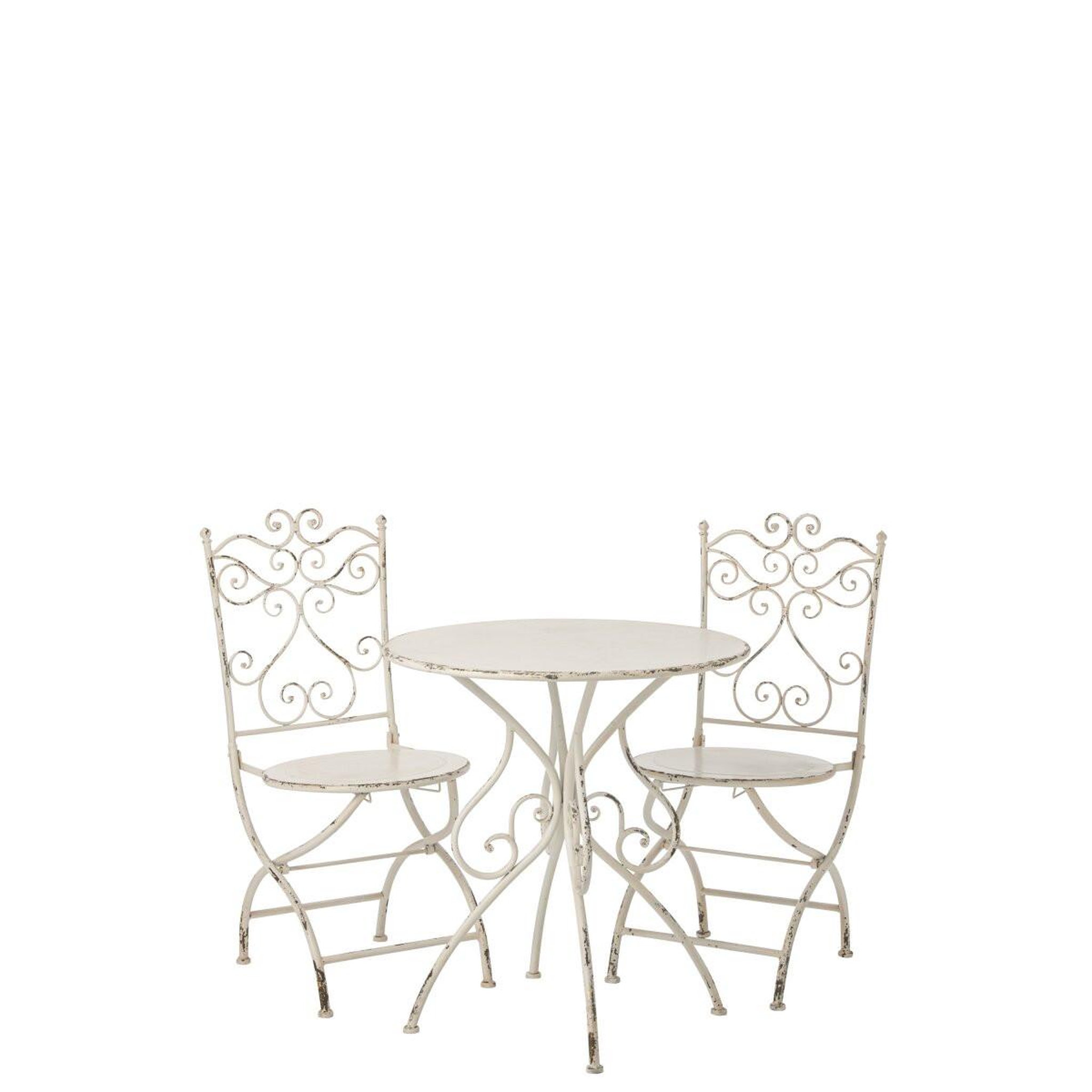 Voir la diapositive 4 : J-LINE Table de Jardin en Métal  Fabien  76cm Blanc Cassé