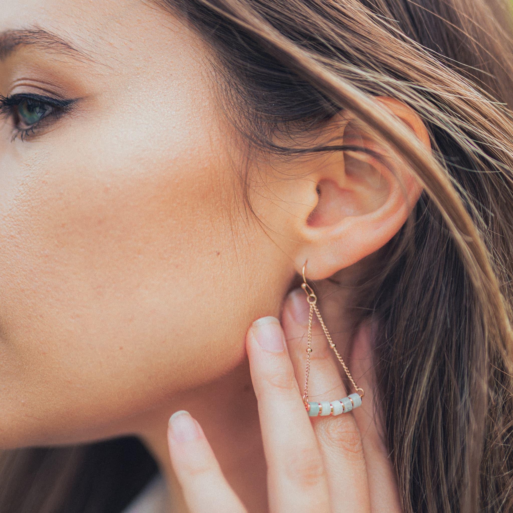 Voir la diapositive 4 : SLOYA Boucles d'oreilles Piana en pierres Amazonite