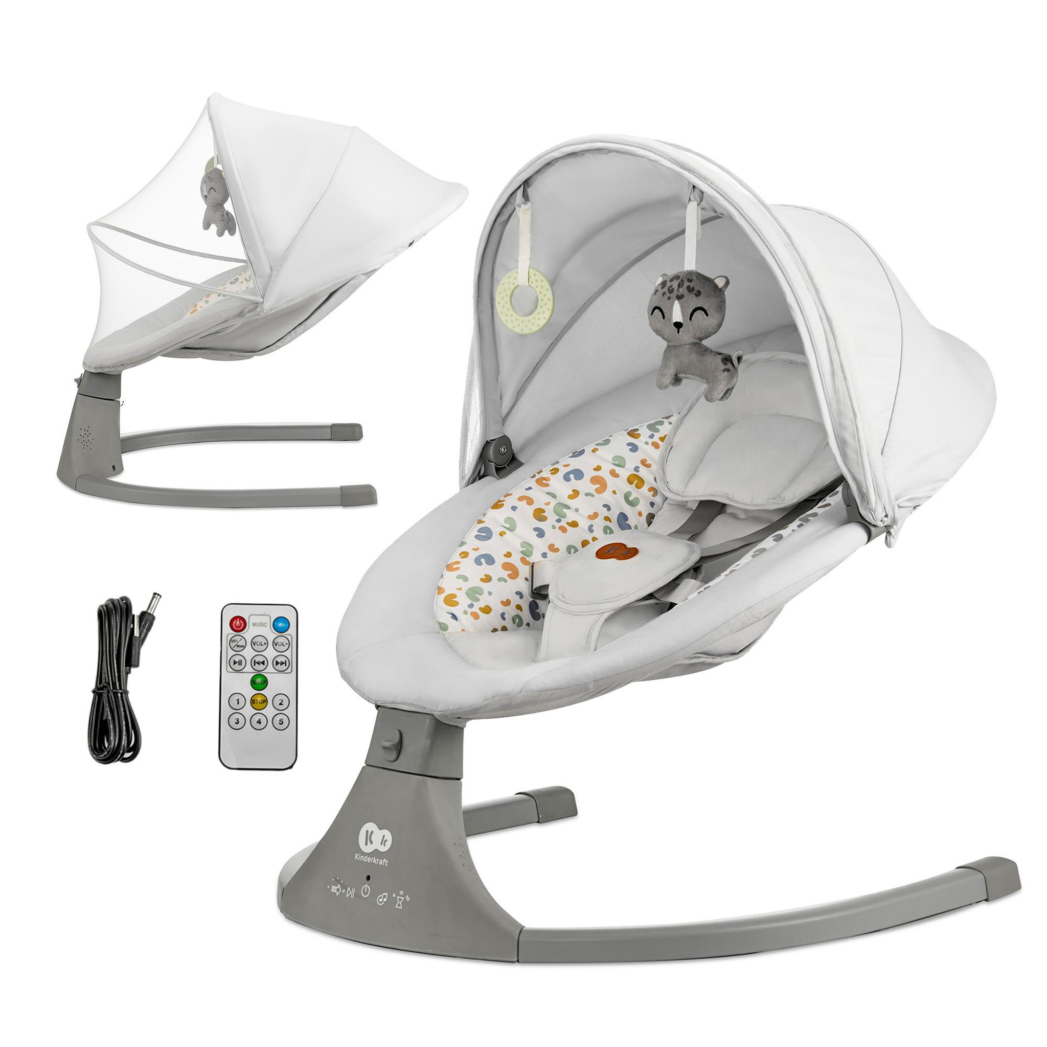 Voir la diapositive 2 : KINDERKRAFT Balancelle transat electrique 2en1 clair pratique