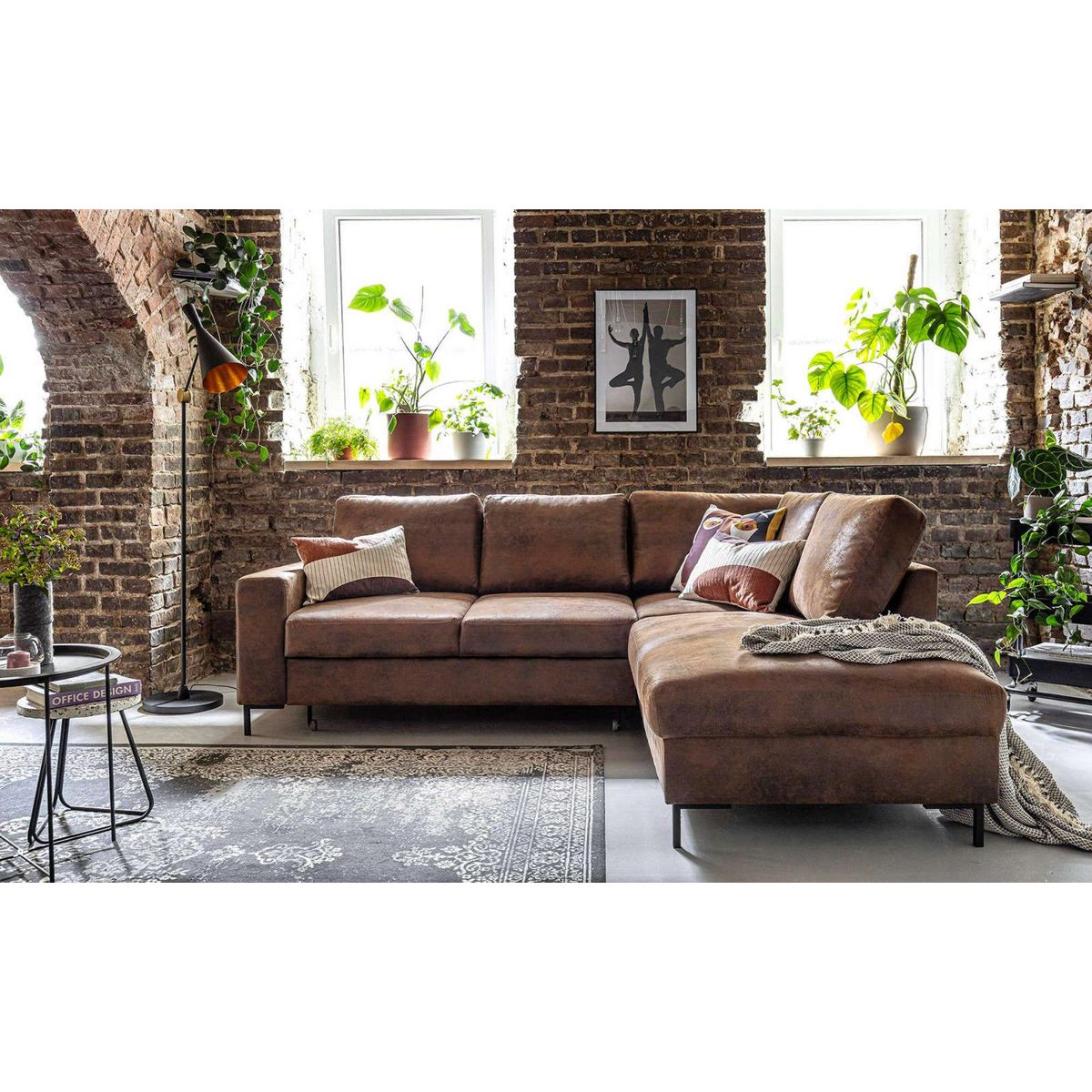 BEST MOBILIER Lilly - canapé d'angle droit - 5 places - convertible - en microfibre