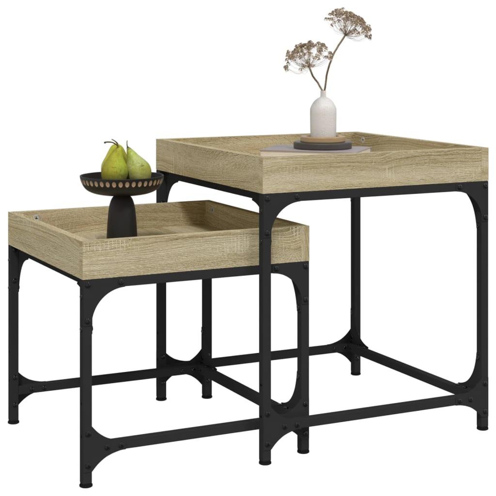 Voir la diapositive 4 : VIDAXL Tables d'appoint 2 pcs Chene sonoma Bois d'ingenierie