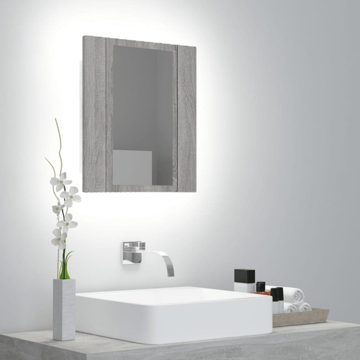 VIDAXL Armoire a miroir LED de salle de bain sonoma gris 40x12x45 cm