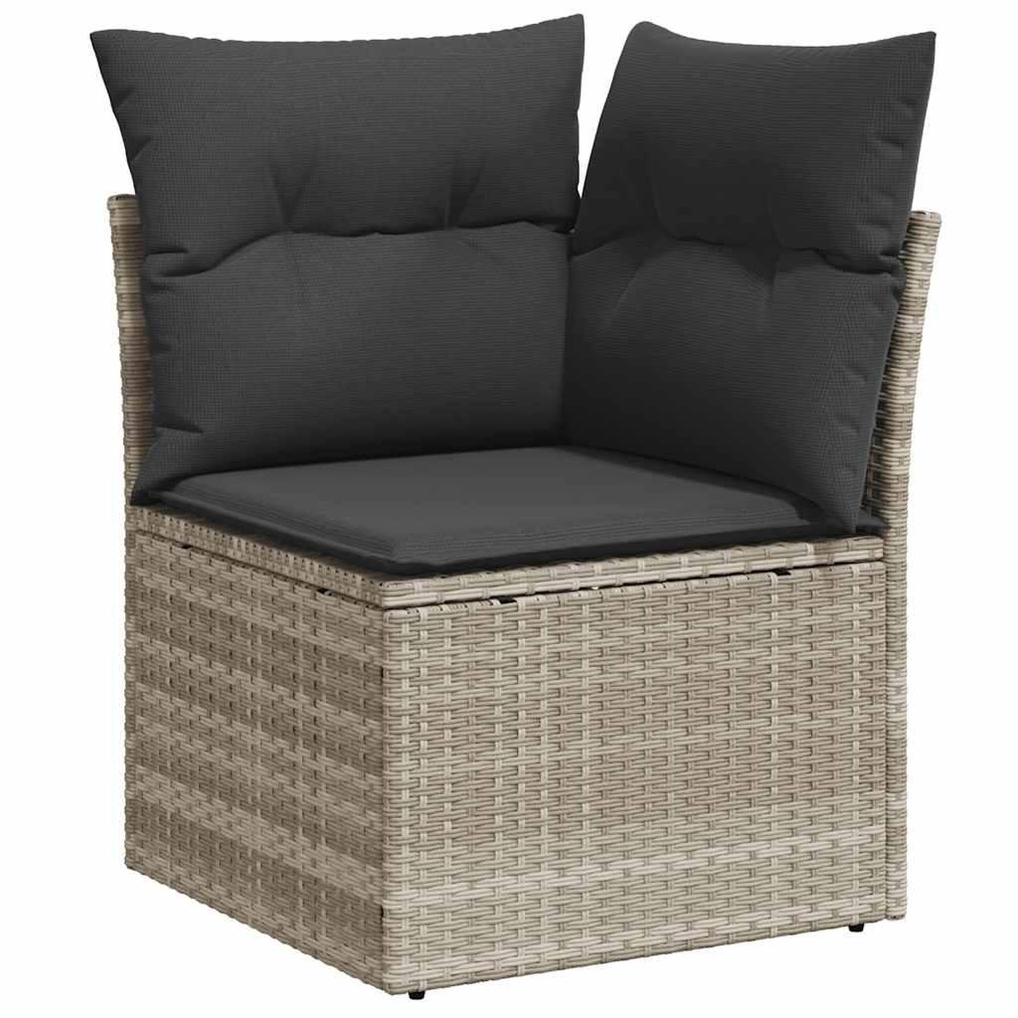 Voir la diapositive 4 : VIDAXL Salon de jardin avec coussins 7 pcs gris clair resine tressee