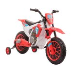 HOMCOM Moto cross électrique enfant 3 à 5 ans 12 V 3-8 Km/h  avec roulettes latérales amovibles dim. 106,5L x 51,5l x 68H cm rouge
