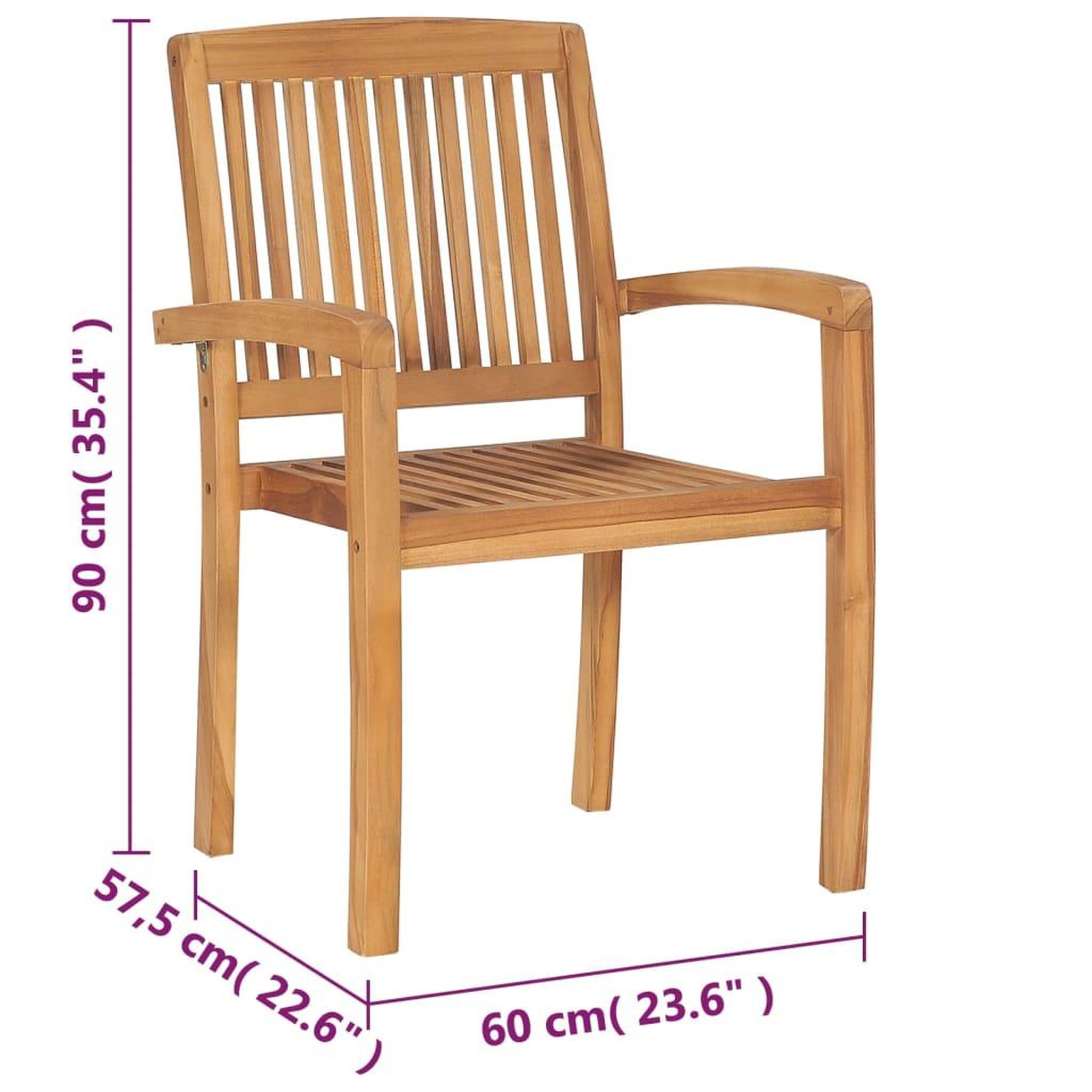 Voir la diapositive 5 : VIDAXL Chaises de jardin empilables 8 pcs Bois de teck solide