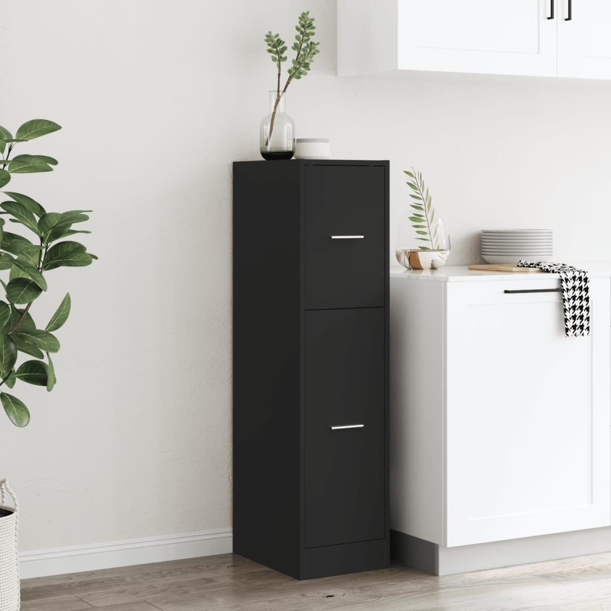 Voir la diapositive 4 : VIDAXL Armoire d'apothicaire noir 30x41x118 cm bois d'ingenierie