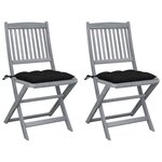 VIDAXL Chaises pliables d'exterieur lot de 2 et coussins Bois d'acacia